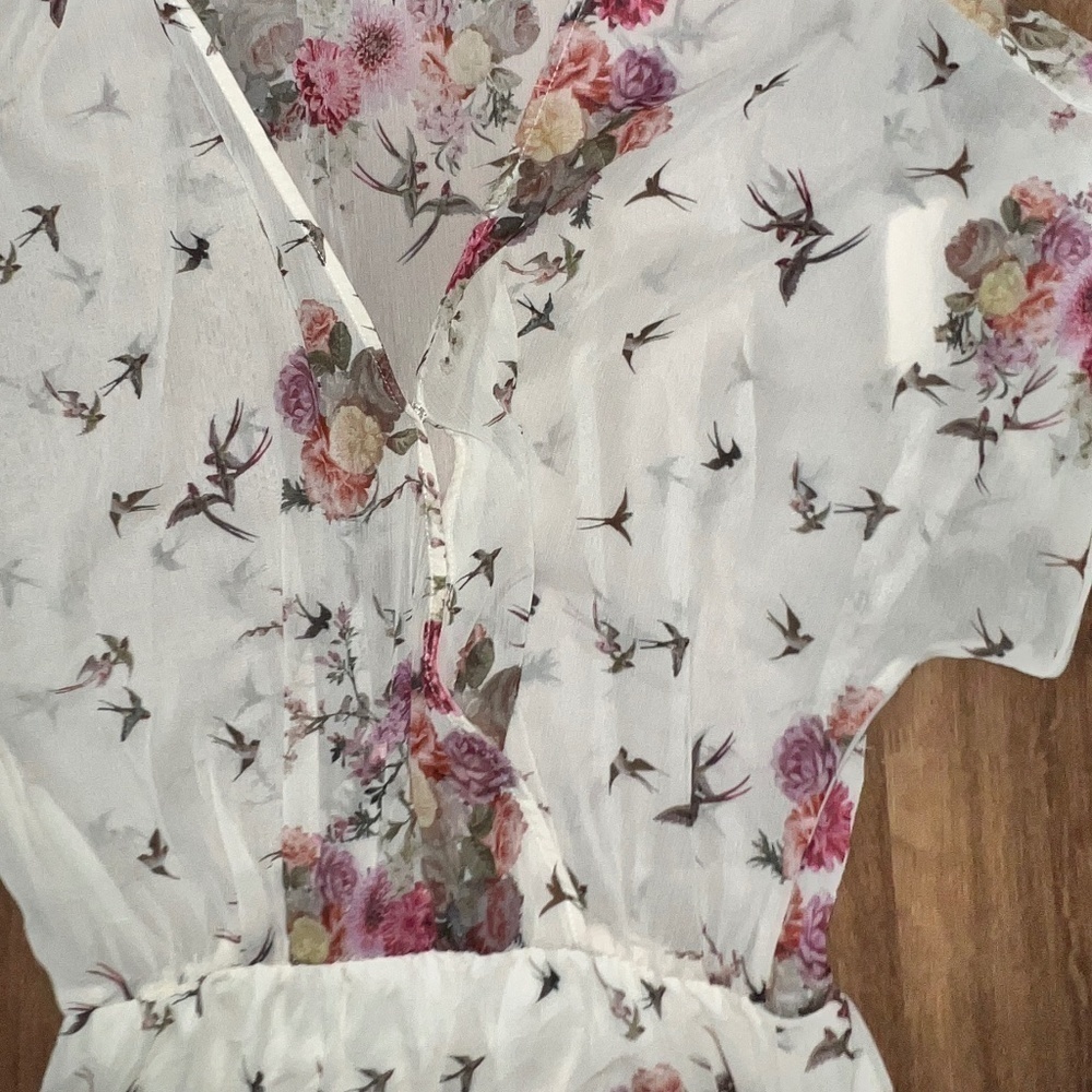 🎉Host Pick🎉 ZARA Trafaluc Bird / Floral Sheer Maxi Dress Sz M - Picture 10 of 15